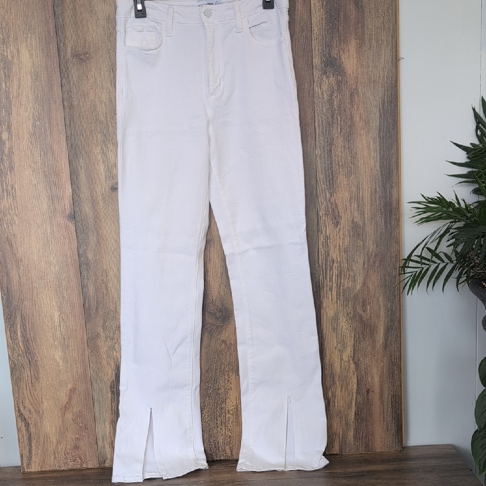 Just Black Crisp White Split Leg Denim Jeans 30
